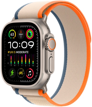 Apple Watch Ultra 2 GPS + Cellular, 49 мм, корпус из титана, ремешок Trail оранжевого/бежевого цвета, размерS/M