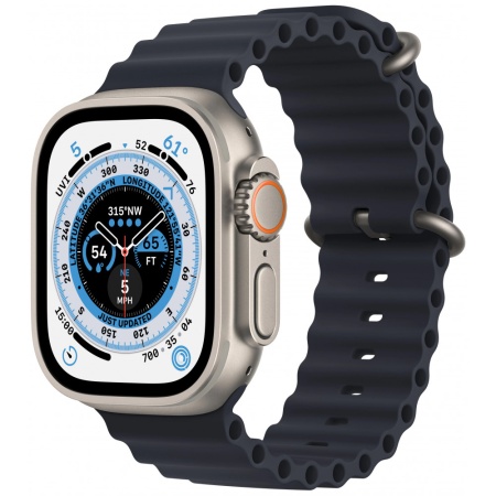 Apple Watch Ultra GPS + Cellular, 49 мм, корпус из титана, ремешок Ocean цвета «тёмная ночь» (MQFK3)