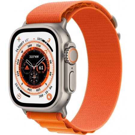 Apple Watch Ultra GPS + Cellular, 49 мм, корпус из титана, ремешок Alpine оранжевого цвета, размер L (MQFM3)