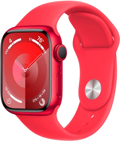 Apple Watch Series 9, 45 мм, корпус из алюминия цвета (PRODUCT)RED, спортивный ремешок цвета (PRODUCT)RED, размер S/M MRXK3Q