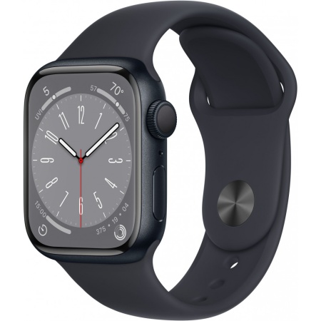 Apple Watch Series 8 GPS, 45mm Aluminum Case with Midnight Sport Band (MNP13)
