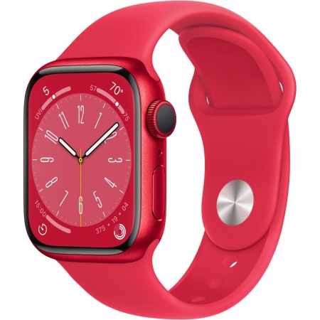 Apple Watch Series 8 GPS, 41mm Aluminum Case with (PRODUCT)RED Sport Band (MNP73)