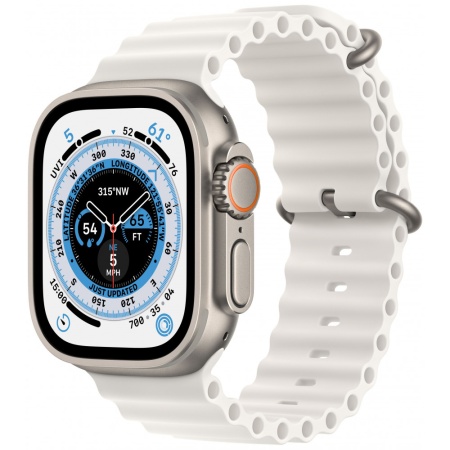 Apple Watch Ultra GPS + Cellular, 49 мм, корпус из титана, ремешок Ocean белого цвета (MNHF3)