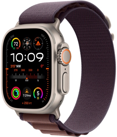 Apple Watch Ultra 2 GPS + Cellular, 49 мм, корпус из титана, ремешок Alpine цвета индиго, размер M